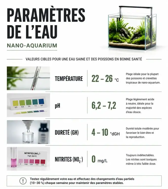 Tableau des paramètres de l'eau pour aquarium petit poisson