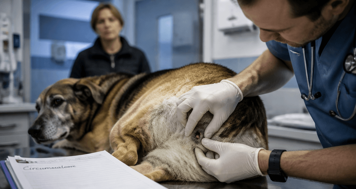 circumanalome chien vétérinaire examine