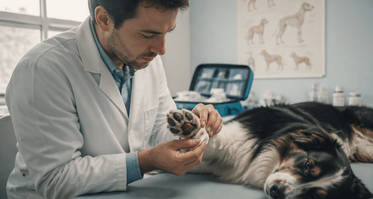 coussinet chien arraché repousse chez le vétérinaire