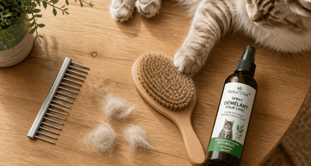 demelant pour chat brosse spray poils