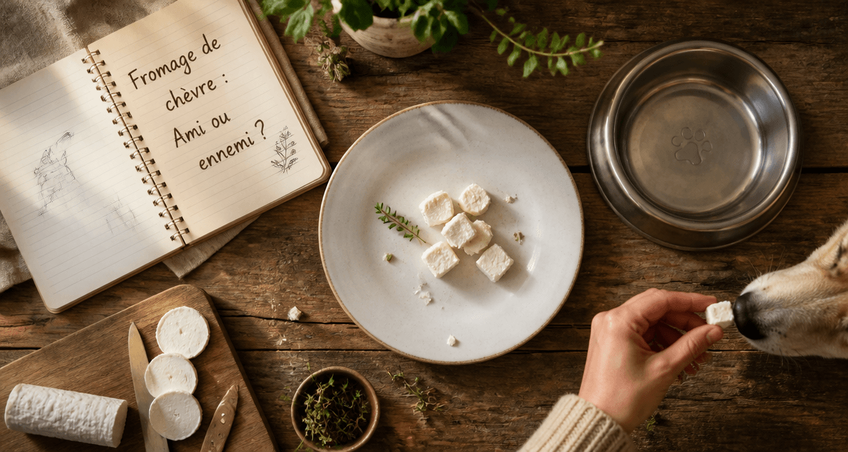 fromage de chevre chien friandise sur table