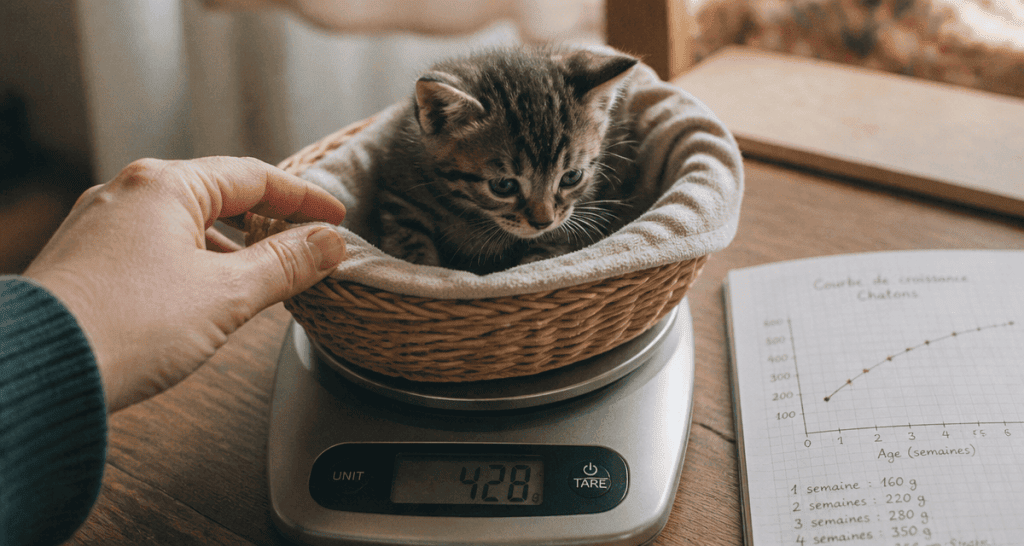 poids d un chaton sur balance