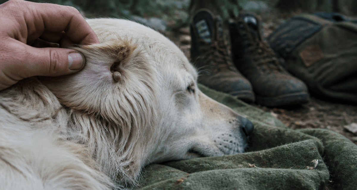 tiques blanches chien derrière oreille