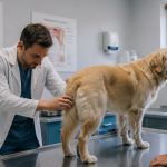 zizi de chien examiné par vétérinaire