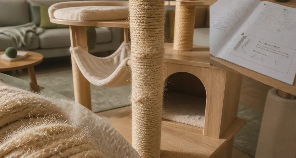 Arbre à chat Feandrea avec sisal et plateforme, salon moderne