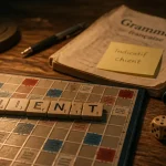 Photo Scrabble avec le mot chient, grammaire et conjugaison