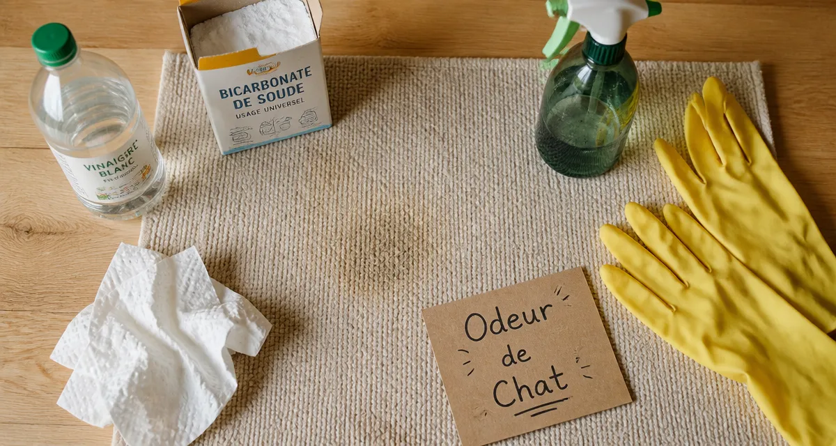 comment enlever l'odeur de pipi de chat dans la maison sur un tapis