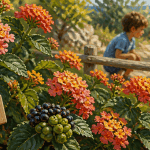 lantana: plante toxique massif fleuri et baies