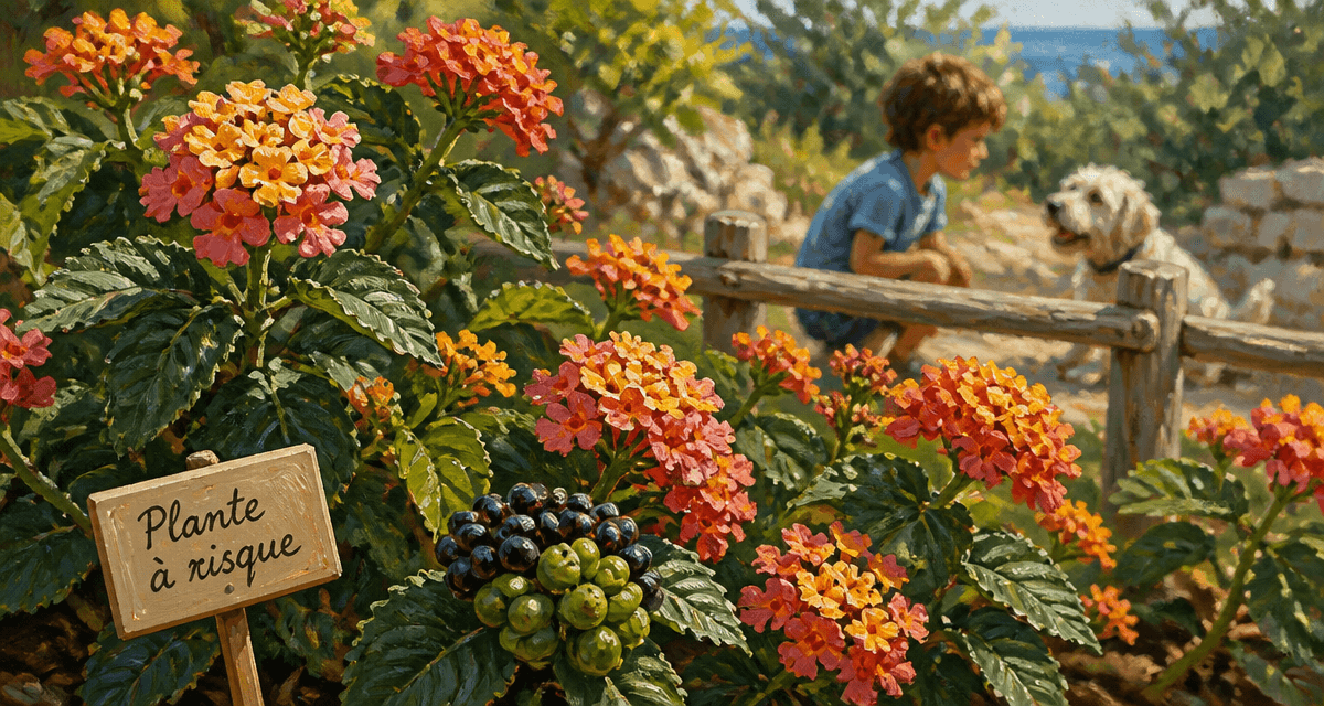lantana: plante toxique massif fleuri et baies