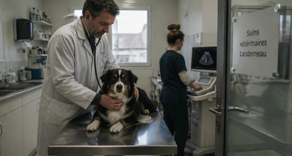 veterinaire landerneau examinant chien
