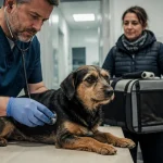 veterinaire tonnerre ausculte un chien en clinique