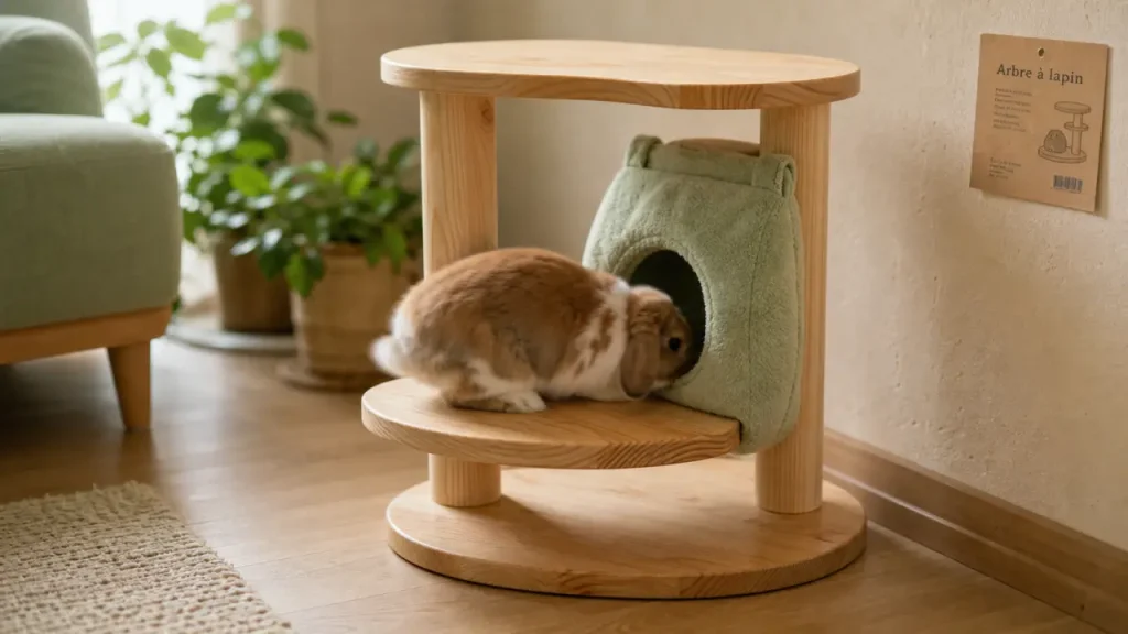 Arbre a lapin stable 32 cm de hauteur, lapin sur plateforme
