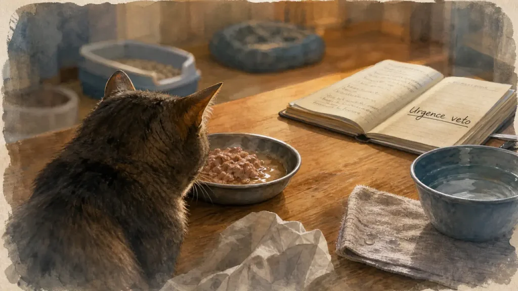 Comment meurt un chat qui ne mange plus : gamelle sans manger, urgence vétérinaire et lipidose hépatique