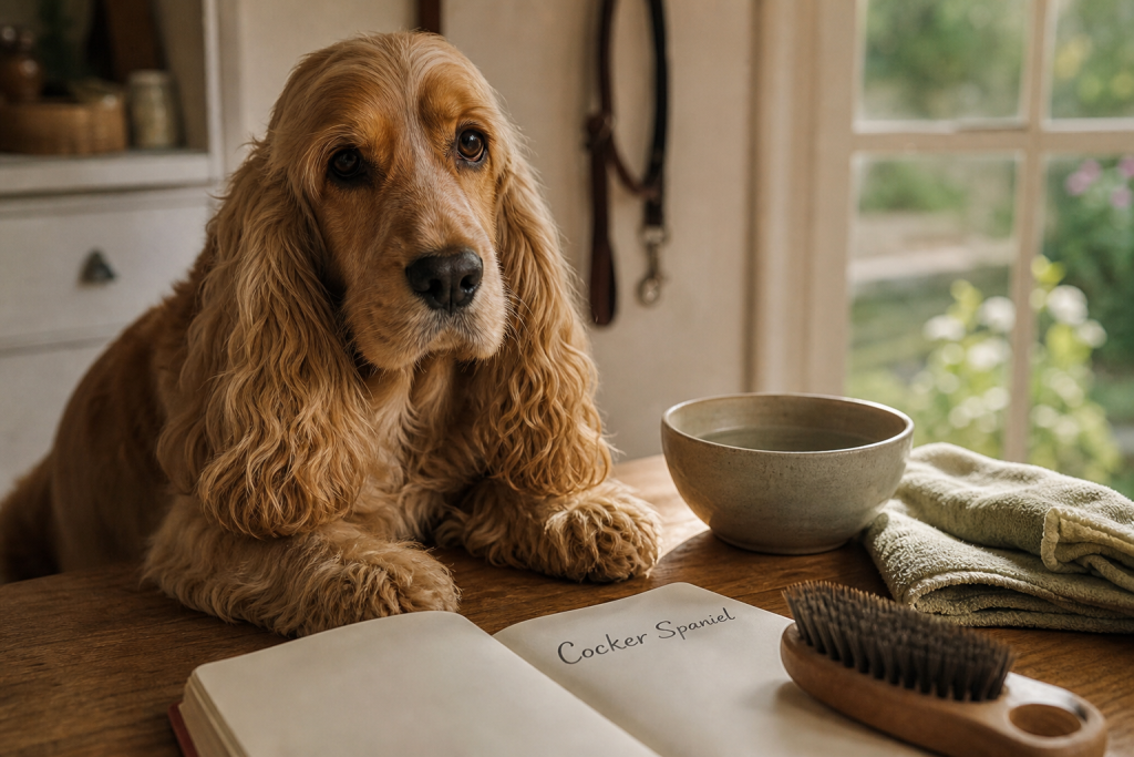 cooker spaniel aux longues oreilles et regard doux