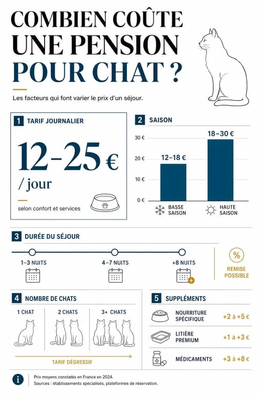 Tarif pension chat : infographie des prix et suppléments à connaître
