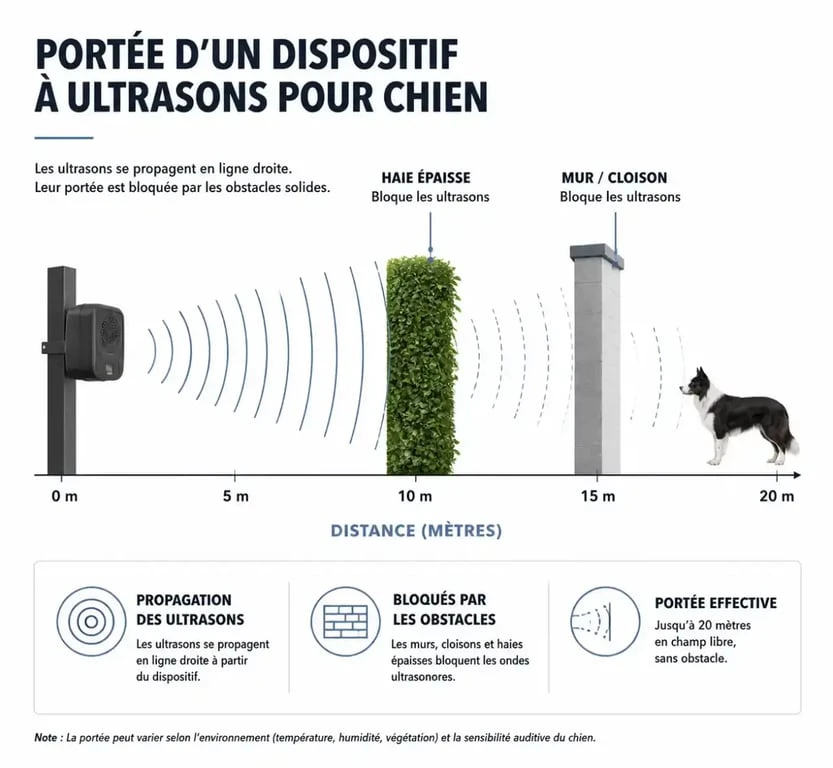 Schéma de fonctionnement et limites des ultrasons pour chien du voisin