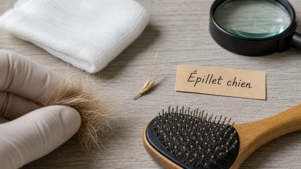 Épillet chien photo : forme en flèche sur table
