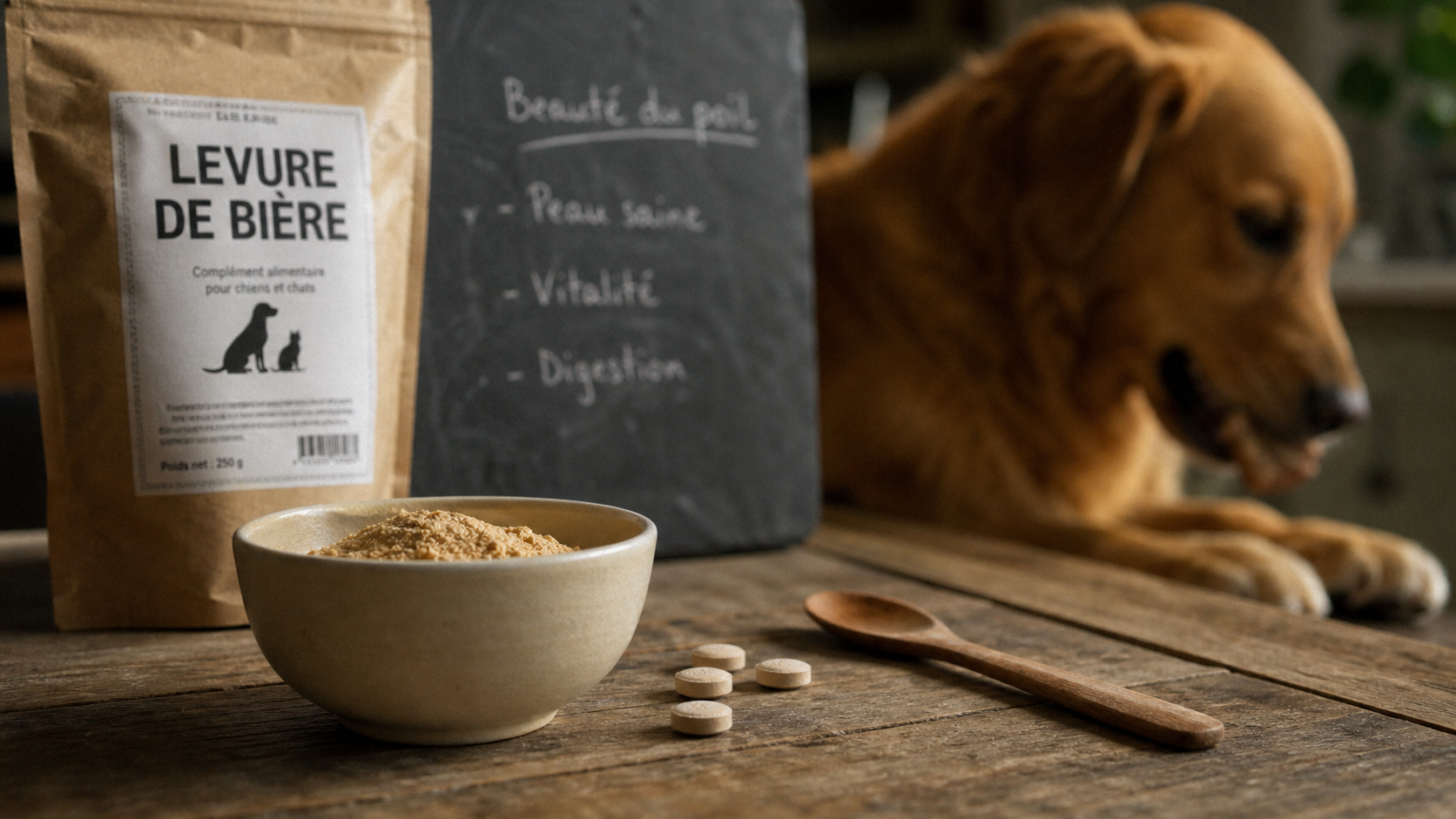 Levure de biere chien : poudre et comprimés pour chien
