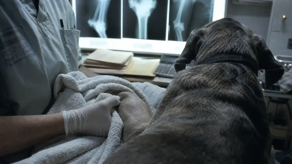 Ostéosarcome chien : boiterie persistante, gonflement et examen vétérinaire