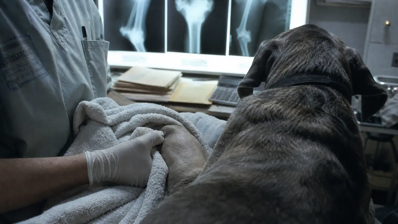 Ostéosarcome chien : boiterie persistante, gonflement et examen vétérinaire