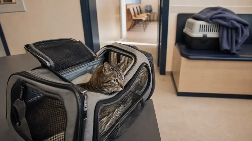 Sac pour chat souple, chat installé pour transport cabine