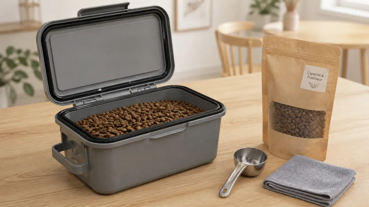 Boite à croquettes chien 25L hermétique pour garder les croquettes fraîches