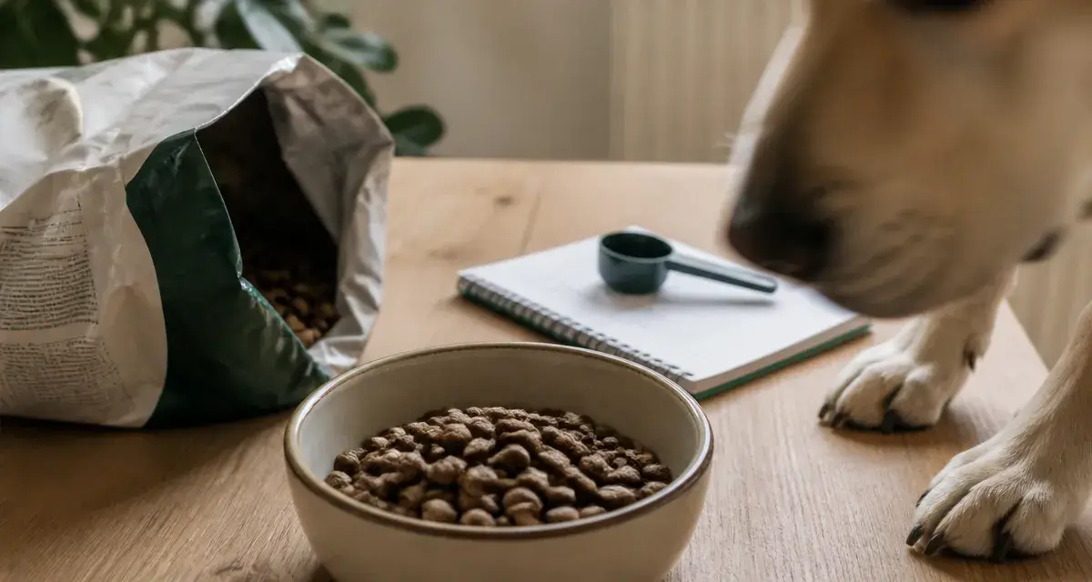Bol de croquettes virbac chien et sac ouvert