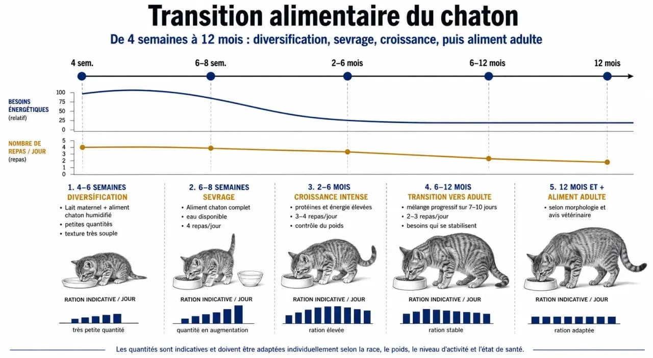 Transition alimentaire pour meilleur nourriture pour chaton de 4 semaines à 12 mois