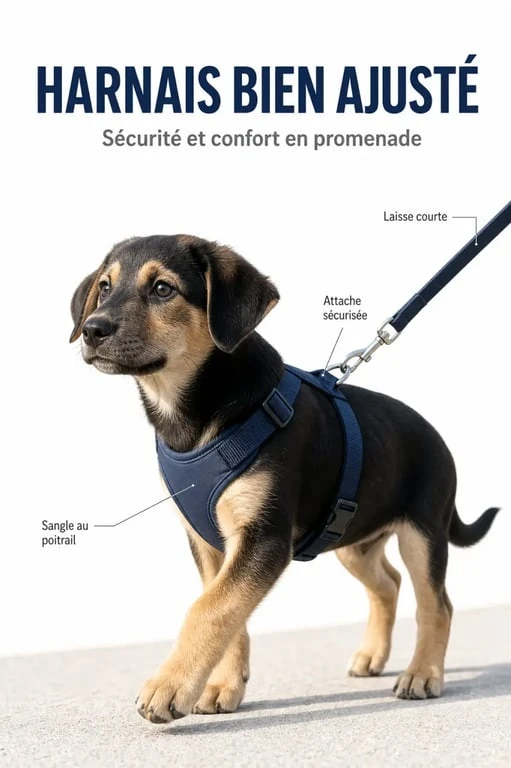 Accessoires pour chiots en promenade avec harnais réglable et laisse courte