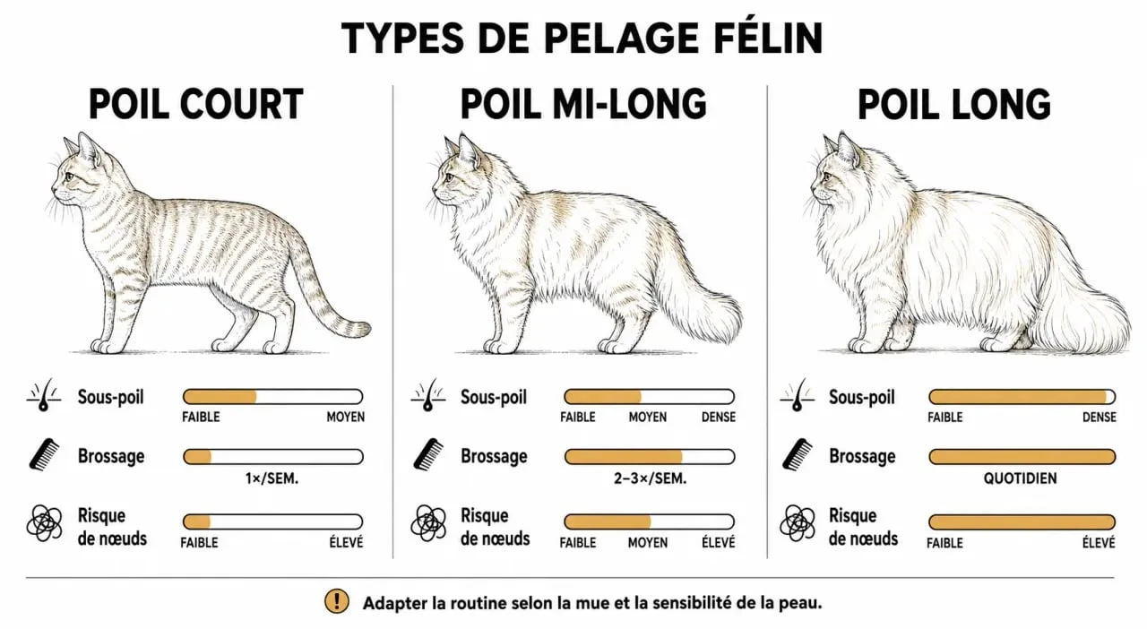 Poil du chat : comparaison des types de pelage et de l’entretien