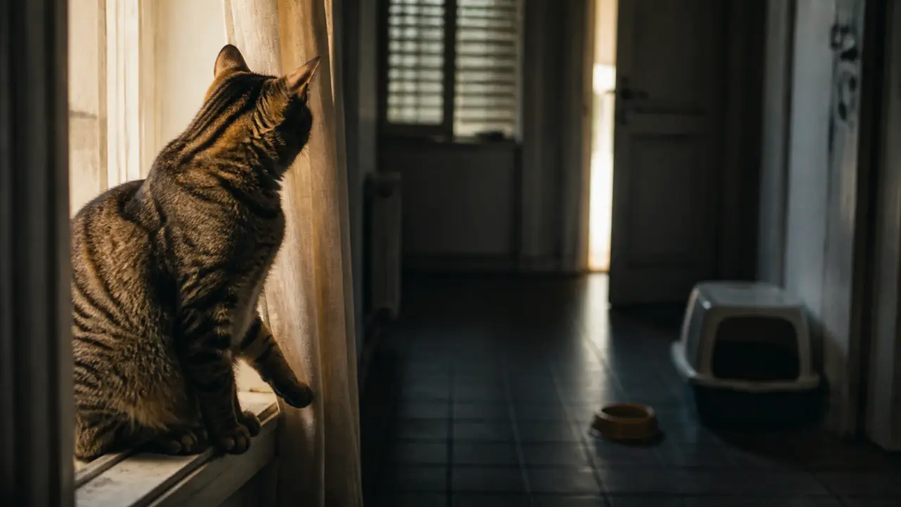 Est ce que les chats ont la notion du temps ? Chat sur rebord de fenêtre, absence et routines