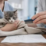 Traitement pour les puces chaton : vétérinaire examine un chaton avant 8 semaines