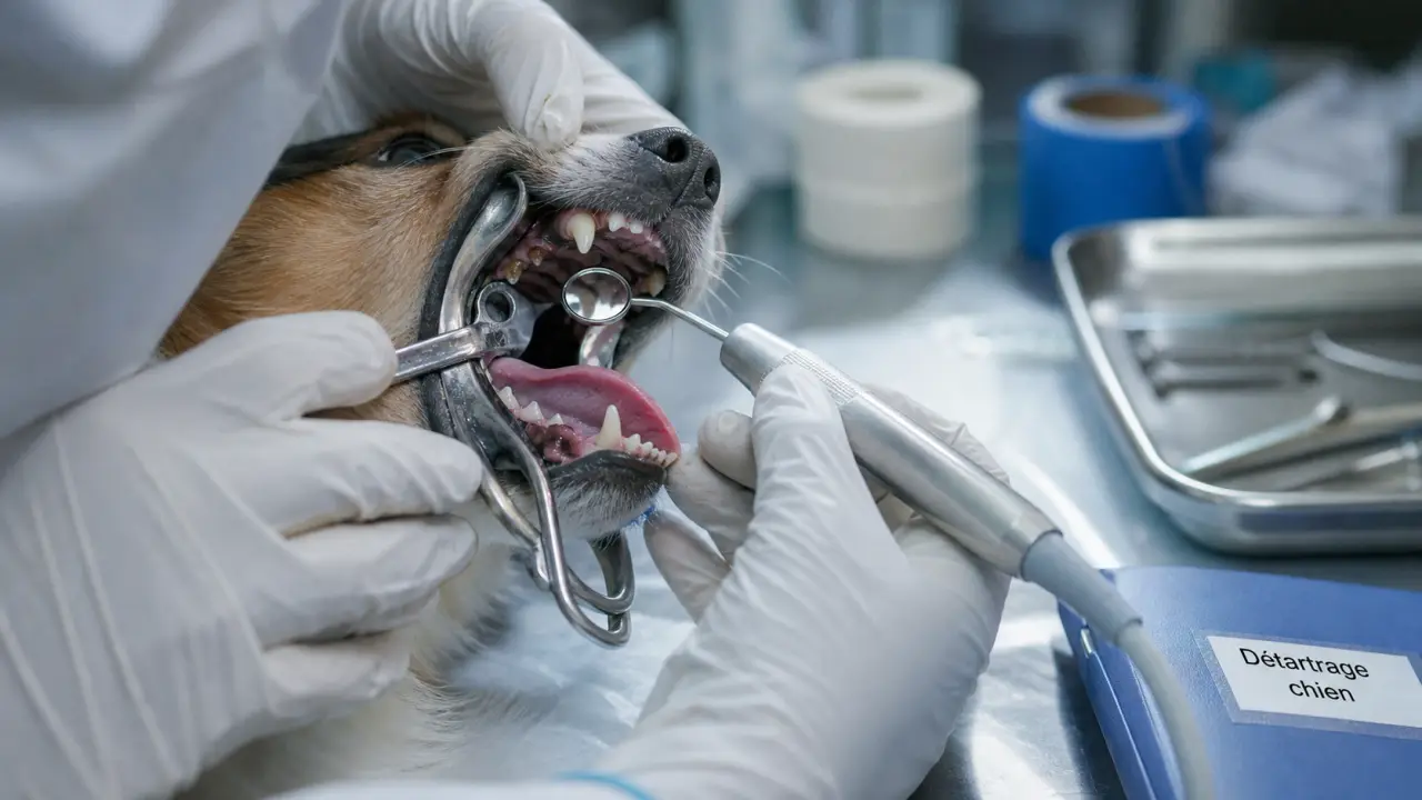 Détartrage dent chien sous anesthésie, vétérinaire en clinique