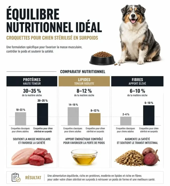 Équilibre nutritionnel des croquettes pour chien stérilisé en surpoids