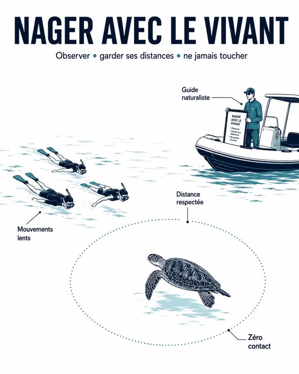 Nager avec les animaux marins lors de vos vacances : règles de respect, sécurité et encadrement responsable