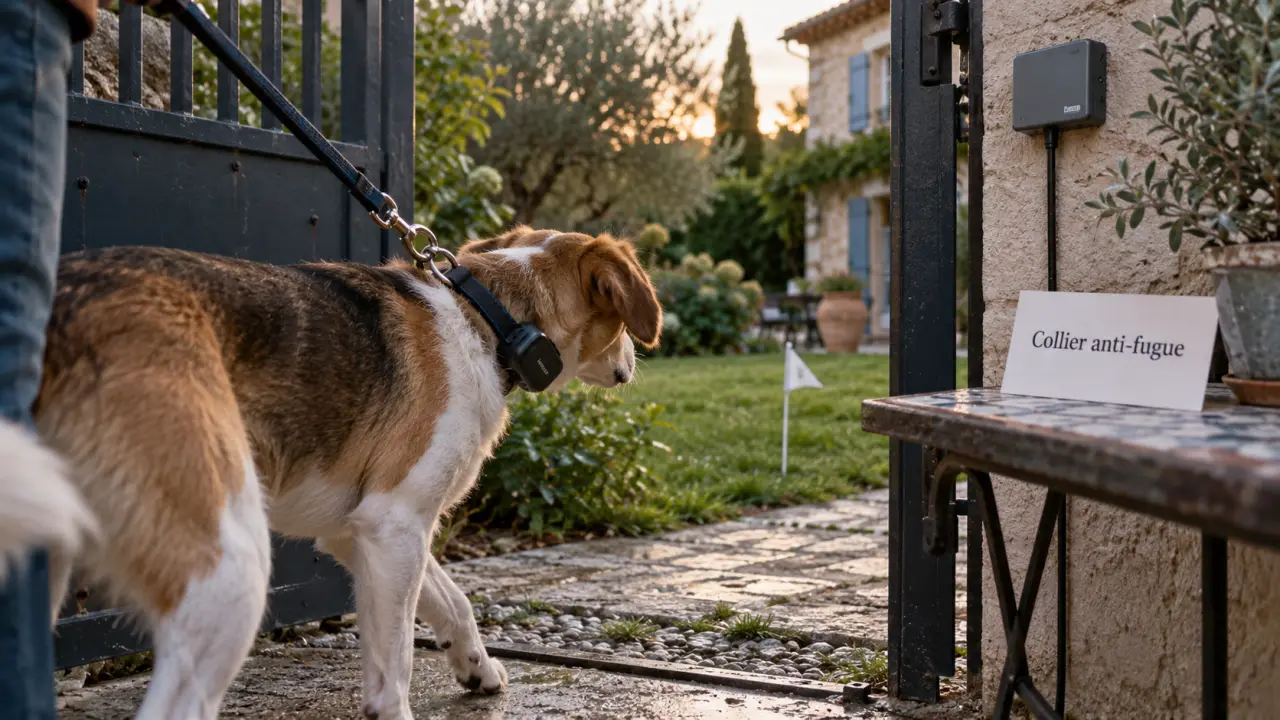 Collier anti fugue chien avec récepteur sur le cou
