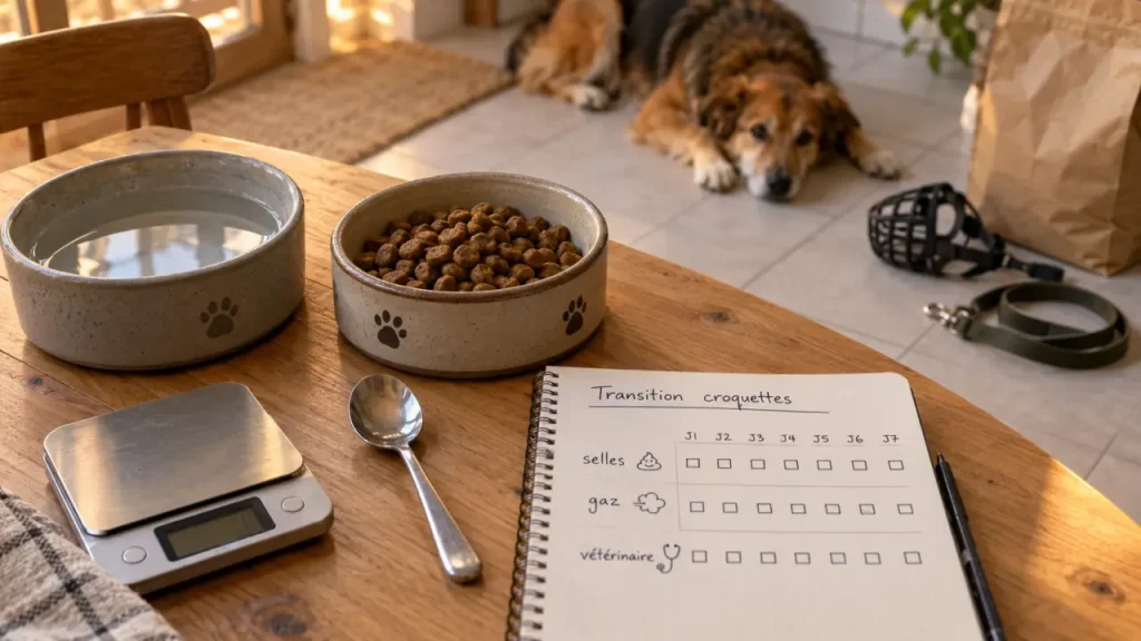 Croquettes digestion chien : le changement trop rapide qui entretient les selles molles
