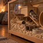 Durée de vie hamster jusqu’à 3,5 ans : cage avec litière et roue