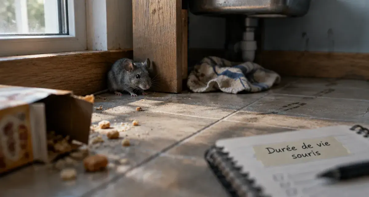 Durée de vie souris : petite souris près de l’évier, cuisine domestique