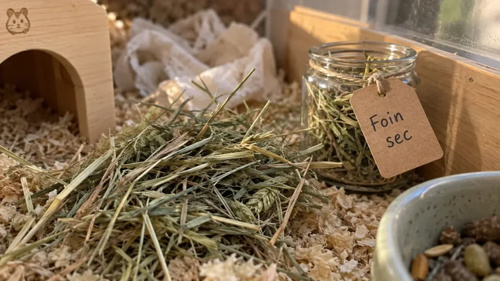 Foin pour hamster : brins pour le nid, pas pour la gamelle