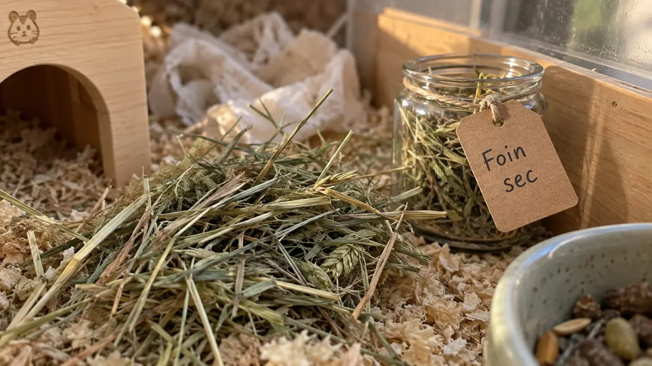 Foin pour hamster : brins pour le nid, pas pour la gamelle