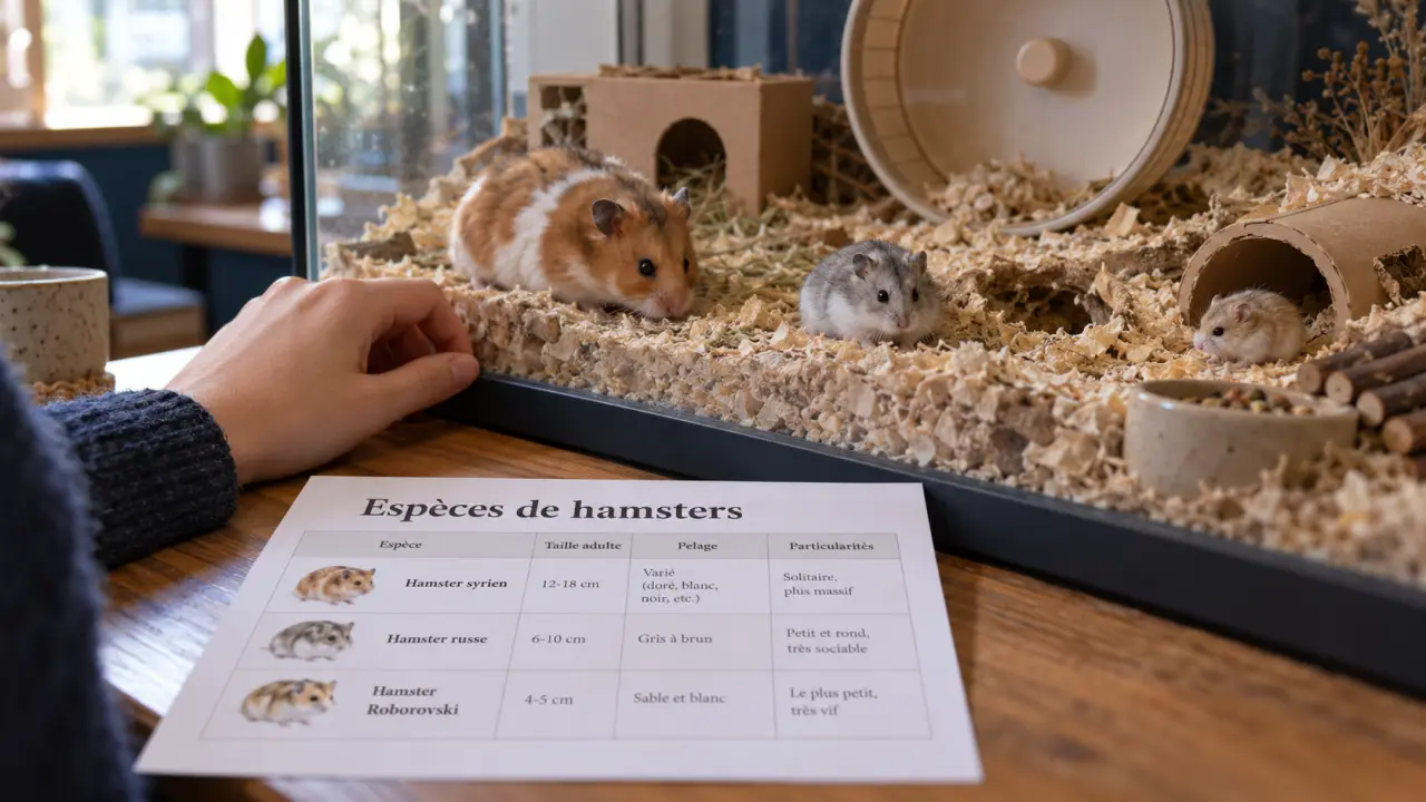 Races de hamsters : trois espèces comparées dans une cage