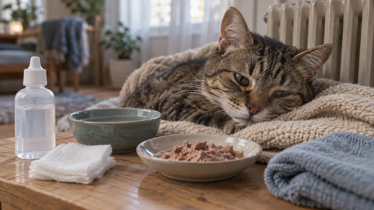 Chat tigré avec rhume, remède maison et soins doux